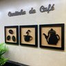 Kit 3 Quadros Decorativos Cantinho do Café + Frase 3d Relevo:preto e Rústico - 2