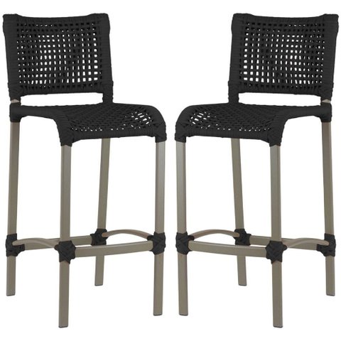 2 Banquetas Haiti em Corda Náutica Alumínio Balcão Edícula Cozinha Trama Original