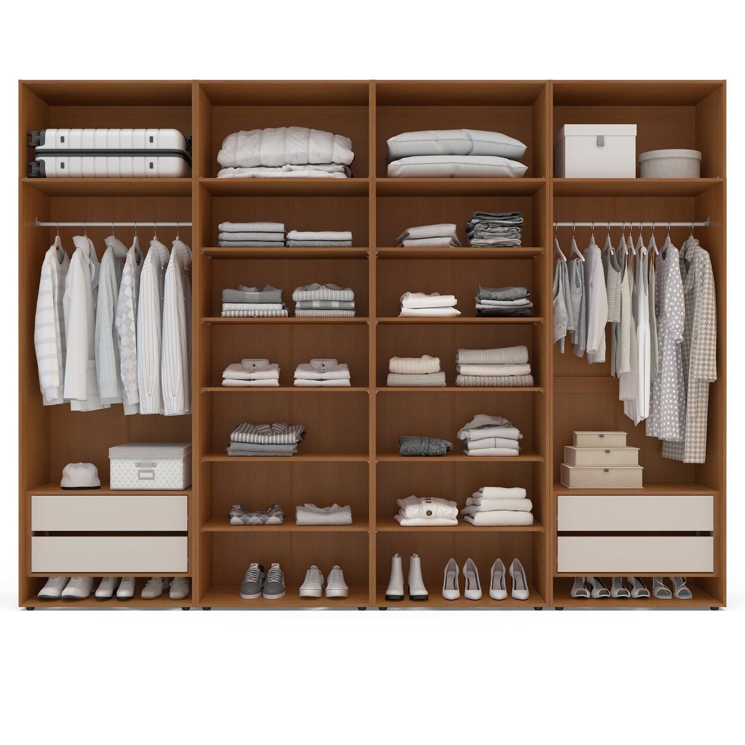 Closet 320cm Modular com Maleiro Luna | MadeiraMadeira