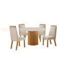 Ver imagem 2 de Conjunto de Jantar Mesa Dara 1,10 x 1,10 Tampo MDF/Vidro com 4 Cadeiras Catar Marrom/Castanho Cinamomo/Creme/Off White