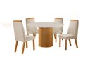 Ver imagem 2 de Conjunto de Jantar Mesa Dara 1,10 x 1,10 Tampo MDF/Vidro com 4 Cadeiras Catar Marrom/Castanho Cinamomo/Creme/Off White