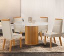 Ver imagem 1 de Conjunto de Jantar Mesa Dara 1,10 x 1,10 Tampo MDF/Vidro com 4 Cadeiras Catar Marrom/Castanho Cinamomo/Creme/Off White