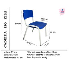 Kit 2 Cadeiras Infantil Iso Azul Brinquedoteca Escolas Ecomhome - 8
