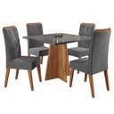 Ver imagem 2 de Mesa de Jantar Quadrada Decora com Vidro 90x90 e 4 Cadeiras Vegas em Madeira Maciça Yescasa Cinza/Mel/Grafite