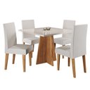 Ver imagem 2 de Mesa de Jantar Quadrada Decora com Vidro 90x90 com 4 Cadeiras Venus em MDP/MDF Bege/Mel/Off White/Marfim