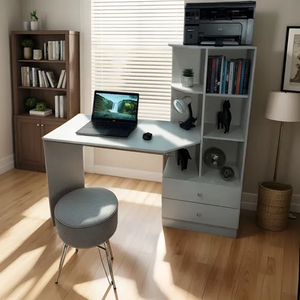 Escrivaninha Melissa Mdf 15mm Branca com 2 Gavetas e 5 Nichos – Mesa para Computador/estudo