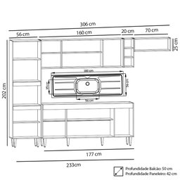 Armário de Cozinha Modulada 5 Peças CP18 com Pia Inox Branco/Preto - Lumil Lumil Móveis - 4