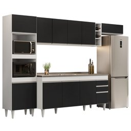 Armário de Cozinha Modulada 5 Peças CP18 com Pia Inox Branco/Preto - Lumil Lumil Móveis - 1