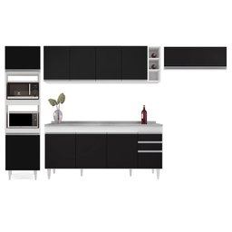 Armário de Cozinha Modulada 5 Peças CP18 com Pia Inox Branco/Preto - Lumil Lumil Móveis - 6