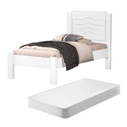 Cama Solteiro Cibele Branco com Colchão - 1