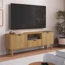 Ver imagem 1 de Rack TV até 75" Orgânico Curvo 180cm 2 Portas 1 Gaveta Pés Madeira Maciça 100% BP Aura