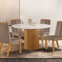 Ver imagem 1 de Conjunto Sala de Jantar Mesa Tampo de Vidro Dara 4 Cadeiras Florença Marrom/Castanho Cinamomo/Capuccino/Off White