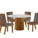 Ver imagem 3 de Conjunto Sala de Jantar Mesa Tampo de Vidro Dara 4 Cadeiras Florença