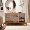 Ver imagem 6 de Buffet Aparador 3 Portas com Puxador e Pés em Madeira Maciça 100% MDF 144cm Buriti Bege
