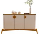 Ver imagem 3 de Buffet Aparador 3 Portas com Puxador e Pés em Madeira Maciça 100% MDF 144cm Buriti Bege