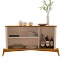 Ver imagem 5 de Buffet Aparador 3 Portas com Puxador e Pés em Madeira Maciça 100% MDF 144cm Buriti Bege