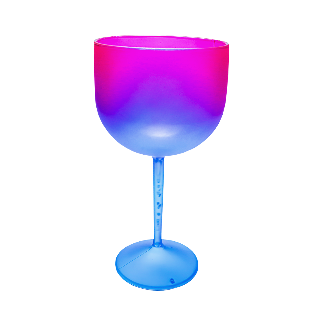 10 Taças Gin Degradê Bicolor Fosco Acrílico 550 Ml:Azul/Pink Neon