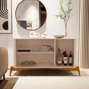 Ver imagem 7 de Buffet Aparador 3 Portas e Pés em Madeira Maciça 100% MDF 144cm Buriti Bege