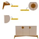 Ver mais imagens de Buffet Aparador 3 Portas e Pés em Madeira Maciça 100% MDF 144cm Buriti Bege
