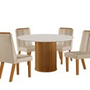 Ver imagem 3 de Conjunto Sala de Jantar Mesa Tampo de Vidro Dara 4 Cadeiras Florença