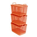 Ver imagem 6 de Kit 3 cestos telados com tampa e alças de plástico de 15l terracota - Oikos