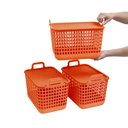 Ver imagem 5 de Kit 3 cestos telados com tampa e alças de plástico de 15l terracota - Oikos