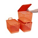 Ver imagem 4 de Kit 3 cestos telados com tampa e alças de plástico de 15l terracota - Oikos