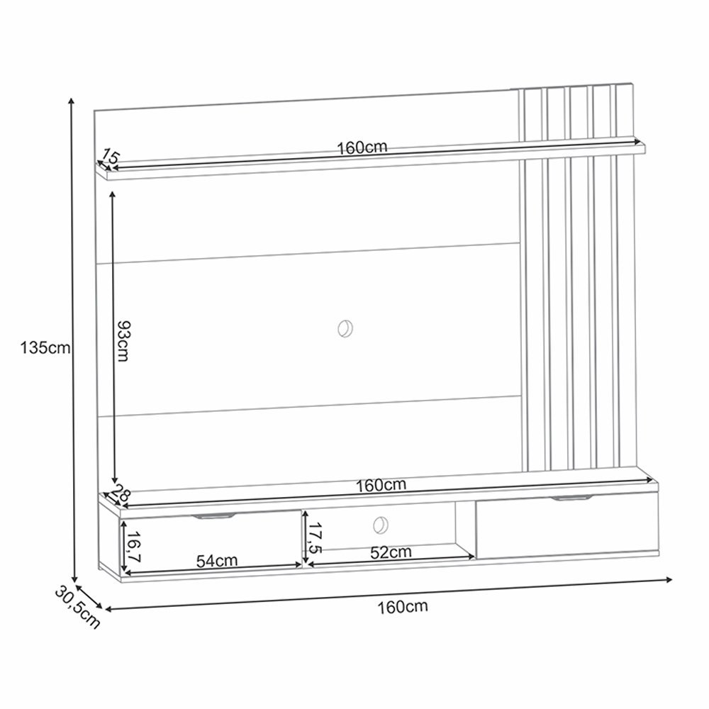 Painel Suspenso Decorativo Ripado Mdp/mdf Portas Basculantes Dublin Off White/cinamomo G-26 - Gran B - 3