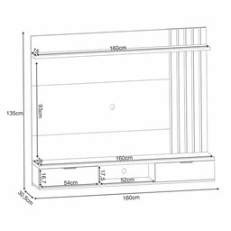 Painel Suspenso Decorativo Ripado Mdp/mdf Portas Basculantes Dublin Off White/cinamomo G-26 - Gran B - 3