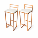 Ver imagem 2 de Banqueta Alta Industrial Moderna Rose Gold P/ Balcão, Bistro, Cozinha Assento Branco