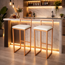 Ver imagem 1 de Banqueta Alta Industrial Moderna Rose Gold P/ Balcão, Bistro, Cozinha Assento Branco