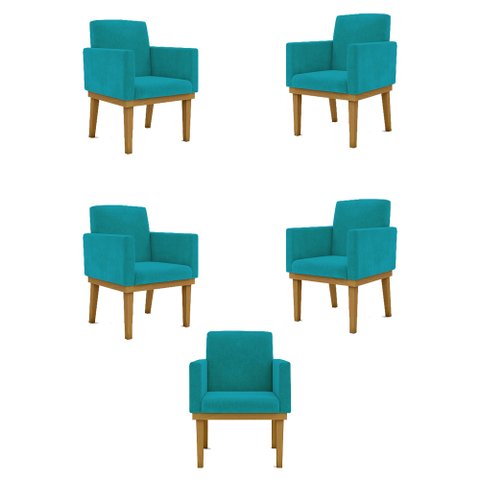 Kit 5 Poltronas Decorativa Reforçada Oferta - Balaqui Decor Cor:Azul Turquesa
