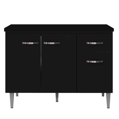 Balcão Pia Gabriela 120cm Preto com Tampo Mdp - Ajl Móveis