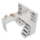 Ver imagem 4 de Penteadeira Escrivaninha em L com Espelho Led 5 Gavetas 6 Nichos