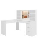 Ver imagem 2 de Penteadeira Escrivaninha em L com Espelho Led 5 Gavetas 6 Nichos