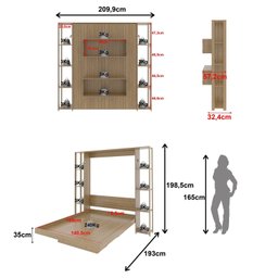 Cama Articulada de Casal com 8 Prateleiras e 2 Nichos 209,9x198,5cm Cm8040 - 4