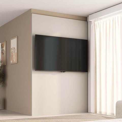 Painel para TV até 48 Polegadas 120x180cm Liso Aruá CabeCasa MadeiraOriginals Off White