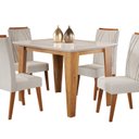 Ver imagem 2 de Mesa de Jantar Retangular Divine com Vidro 1,20x90 e 4 Cadeiras Vegas em Madeira Maciça