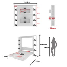 Cama Articulada de Casal com 8 Prateleiras e 2 Nichos 209,9x198,5cm Cm8040 - 4