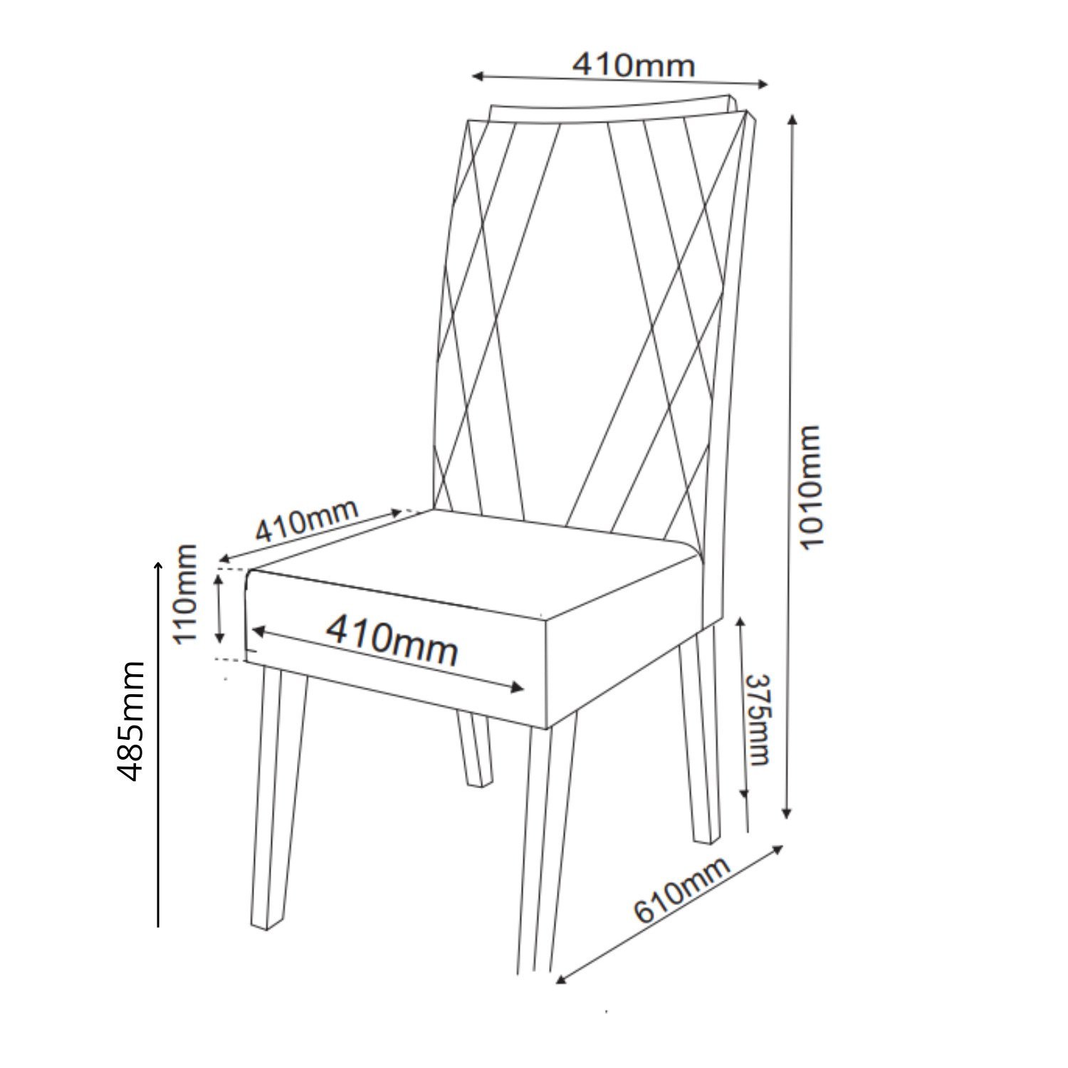 Mesa de Jantar Retangular Divine com Vidro 1,20x90 e 4 Cadeiras Vegas em Madeira Maciça - 4