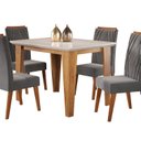 Ver imagem 2 de Mesa de Jantar Retangular Divine com Vidro 1,20x90 e 4 Cadeiras Vegas em Madeira Maciça