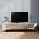 Ver imagem 4 de Rack com Painel para TV até 75 Polegadas MDF 220CMX187,9cm Pés em Madeira Maciça Flynt Oslo Bege