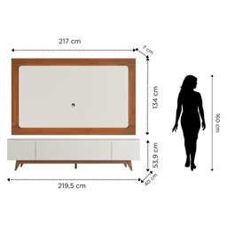 Rack com Painel para Tv até 75 Polegadas 220cm Pés Madeira Maciça Flynt Oslo - 6