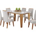 Ver imagem 2 de Mesa de Jantar Retangular Dakar 1,60x90 com Vidro e 6 Cadeiras Vegas em Madeira Maciça