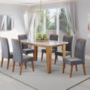 Ver imagem 1 de Mesa de Jantar Retangular Dakar 1,60x90 com Vidro e 6 Cadeiras Vegas em Madeira Maciça