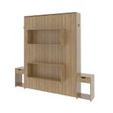 Ver imagem 6 de Cama Articulada de Casal 209x198cm com 2 Mesas de Cabeceira, Nichos e Gavetas CM8041 Marrom/Amendoa