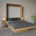 Ver imagem 1 de Cama Articulada de Casal 209x198cm com 2 Mesas de Cabeceira, Nichos e Gavetas CM8041 Marrom/Amendoa