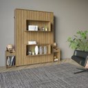 Ver imagem 2 de Cama Articulada de Casal 209x198cm com 2 Mesas de Cabeceira, Nichos e Gavetas CM8041 Marrom/Amendoa