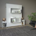 Ver imagem 2 de Cama Articulada de Casal 209x198cm com 2 Mesas de Cabeceira, Nichos e Gavetas CM8041 Branco