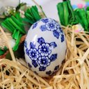 Ver imagem 2 de Ovo de Páscoa Decorativo 8x5cm Porcelana Azul e Branca C